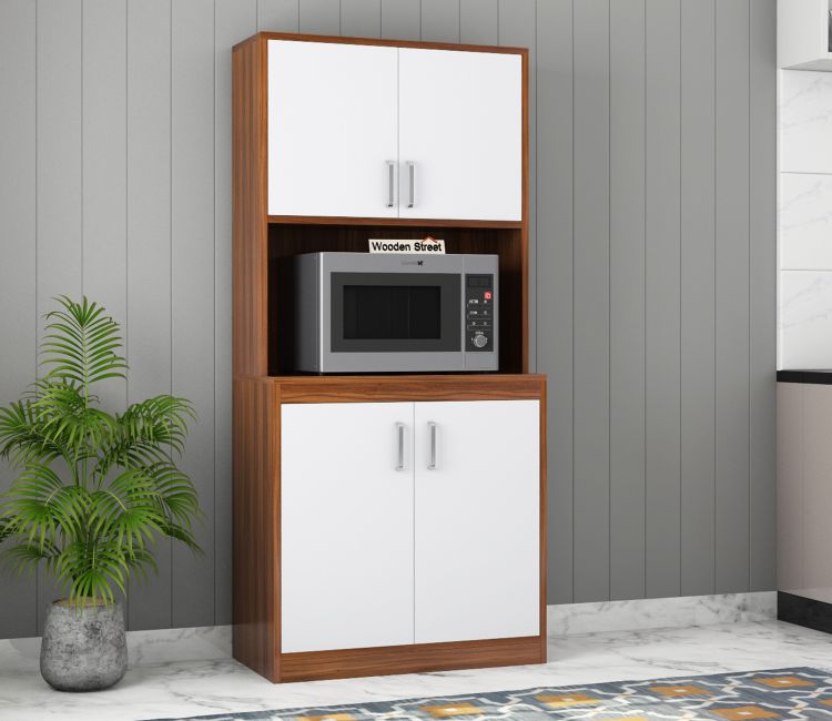 Maris Kitchen Cabinet (Exotic Teak-Frosty White Finish) Kitchen Cabinet Design Maris Modern Readymade Kitchen Cabinet Online (Teak-Frosty White Finish)