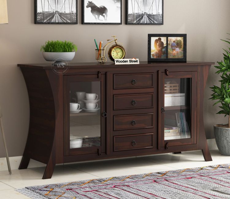 Reveka Sheesham Wood Sideboard and Cabinets (Walnut Finish) Buy Storage Cabinet Online | Reveka Sheesham Wood Sideboard and Cabinets (Walnut Finish)