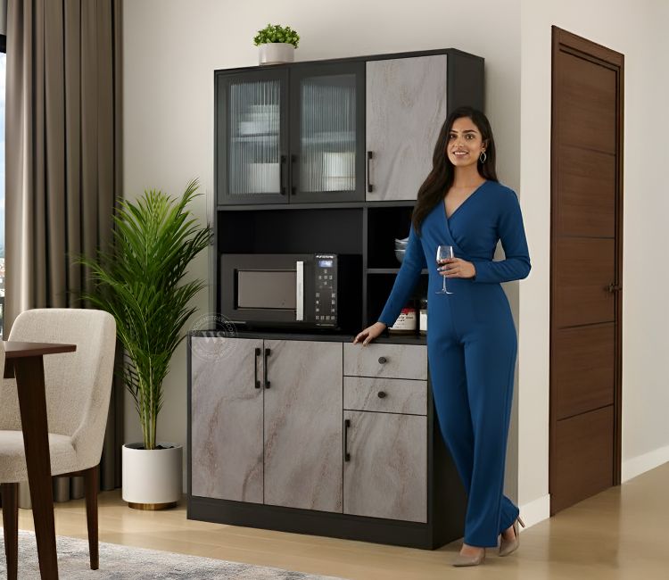 Basilic Engineered Wood Kitchen Cabinet with Textured Front & Ample Storage Space (Marble Pattern) Basilic Engineered Wood Kitchen Cabinet with Textured Front & Ample Storage Space (Marble Pattern)