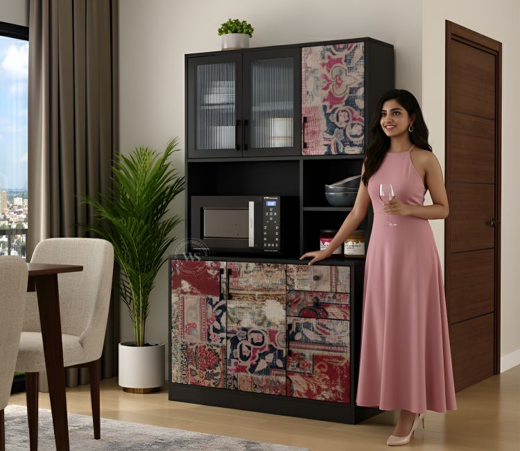 Basilic Engineered Wood Kitchen Cabinet with Textured Front & Ample Storage Space (Patchwork Multi) Basilic Engineered Wood Kitchen Cabinet with Textured Front & Ample Storage Space (Patchwork Multi)